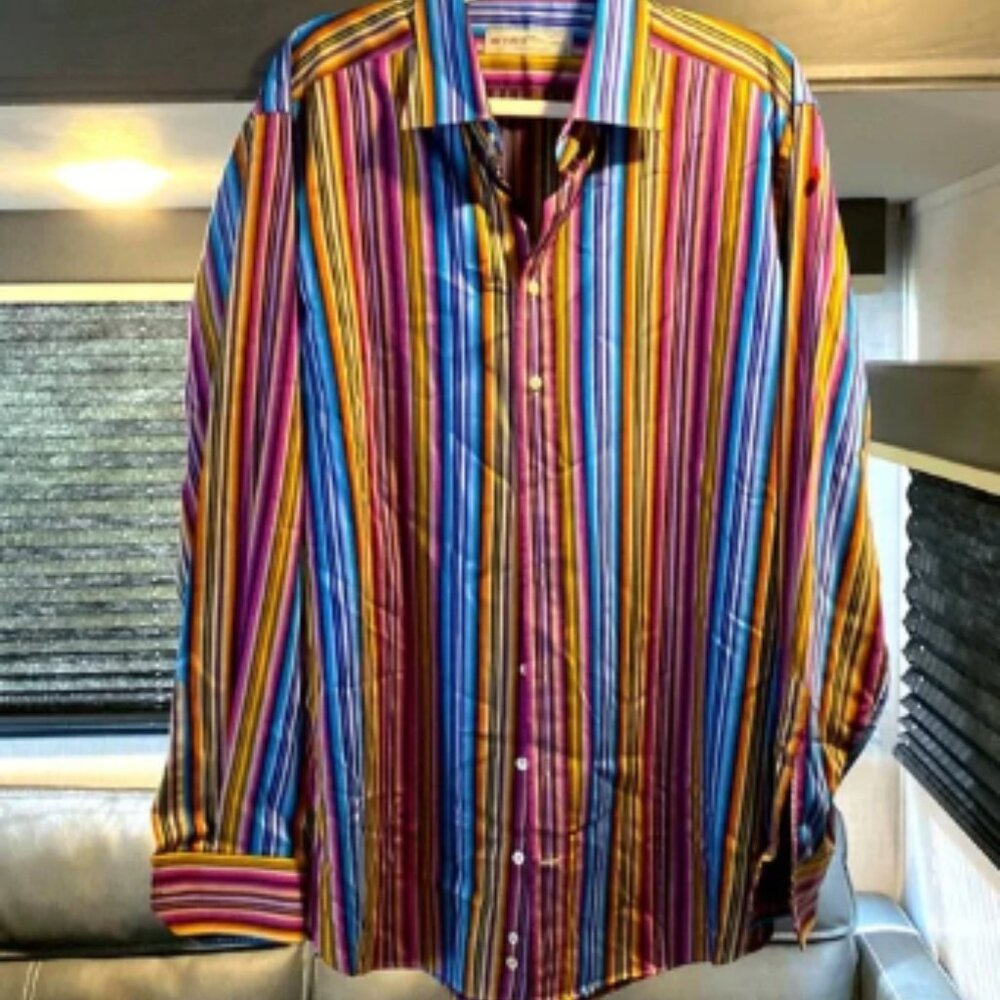 Etro 44 mens cotton stripe button down. Made in Italy 🇮🇹 retails 470$. NWOT
